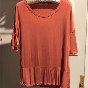 Red/pink blouse with peplum bottom